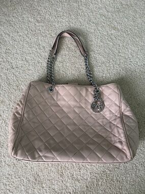 Michael Kors Quilted Pink Chain-Handle Tote